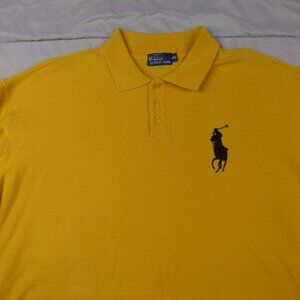 Polo Ralph Lauren Polo Shirt Mens 4XL Yellow 100% Cotton Blue Big Pony Number 3